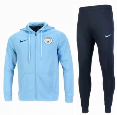 18-19 Manchester City Light Blue Training Suit (Hoodie Jacket+Trouser)