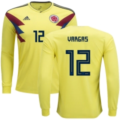 Colombia 2018 World Cup CAMILO VARGAS 12 Long Sleeve Home Soccer Jersey Shirt
