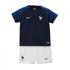 France 2018 World Cup Home Children Soccer Kit Shirt And Shorts