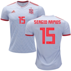 Spain 2018 World Cup SERGIO RAMOS 15 Away Soccer Jersey Shirt