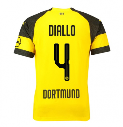 18-19 Borussia Dortmund Diallo 4 Home Soccer Jersey Shirt