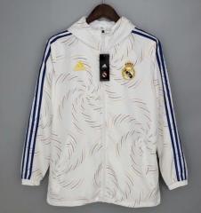 21-22 Real Madrid White Windbreaker Hoodie Jacket