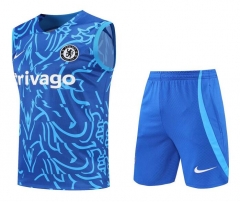 22-23 Chelsea Blue Texture Training Vest Shirt and Shorts