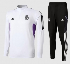 22-23 Real Madrid White Purple Training Sweatshirt and Pants