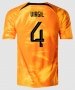 Virgil #4 Player Version 2022 World Cup Netherlands Home Soccer Jersey Shirt