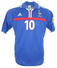 Retro 2002 EURO France Home Soccer Jersey Shirt With Patch