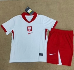 Children 2024 Euro Cup Poland Home Soccer Uniforms