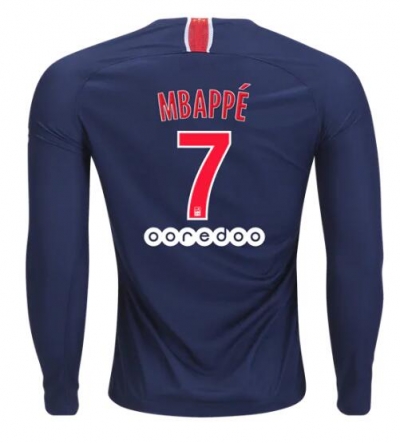 18-19 PSG Kylian Mbappe 7 Home Long Sleeve Soccer Jersey Shirt