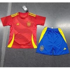 Children 2024 Euro Cup Spain Home Soccer Kits