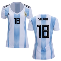 Women Argentina 2018 FIFA World Cup Home Eduardo Salvio #18 Jersey Shirt