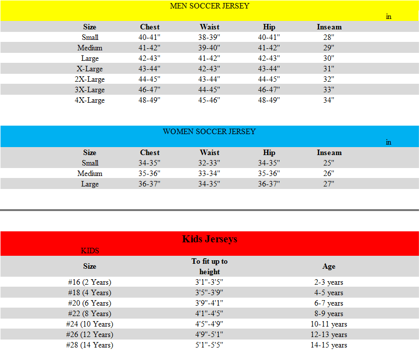 size chart